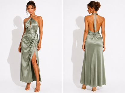Luna | Satin Maxikjole – Elegant &amp; Sofistikeret